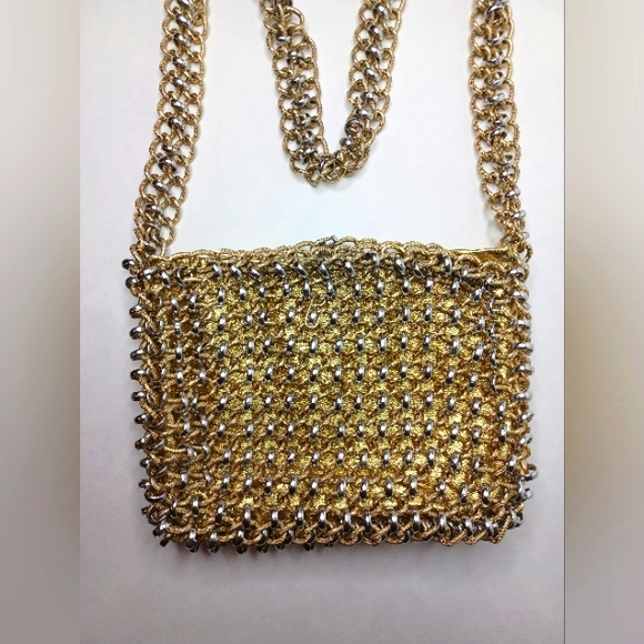 Vtg. LEWIS Imports MIXED METAL CHAIN BAG - Picture 2 of 11